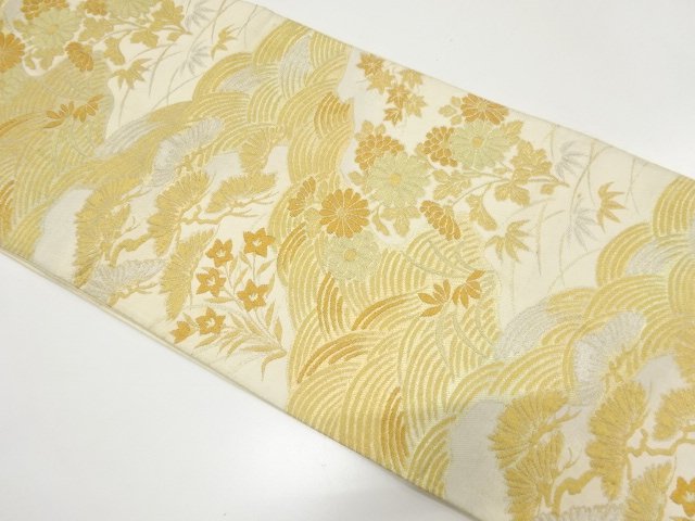 JAPANESE KIMONO / ANTIQUE FUKURO OBI / WOVEN BALLOON FLOWER